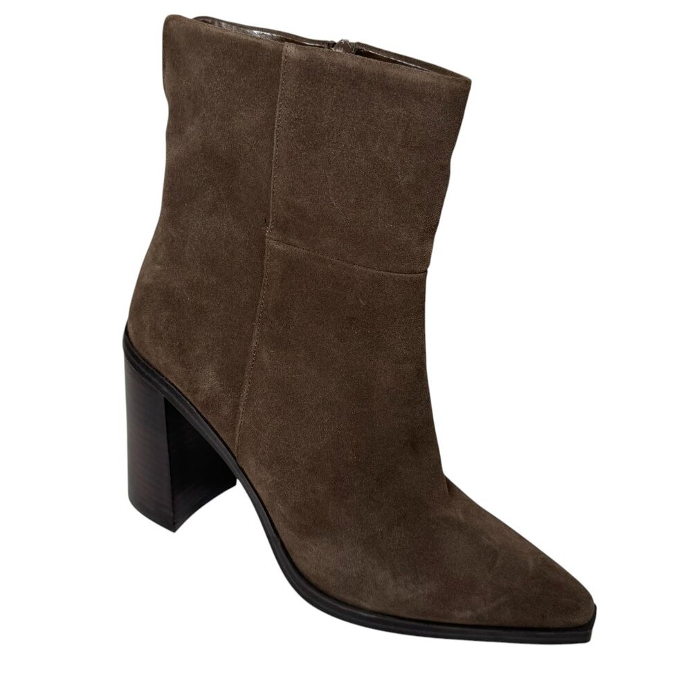 Steve Madden Womens Silvee Snip Toe Hign Block Heel Suede Boot Size 10 M New